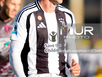 Dusan Vlahovic of Juventus FC looks on during the Serie A Enilive match between Empoli FC and Juventus FC at Stadio Carlo Castellani on Sept...