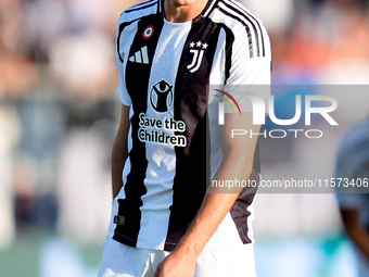 Andrea Cambiaso of Juventus FC looks on during the Serie A Enilive match between Empoli FC and Juventus FC at Stadio Carlo Castellani on Sep...