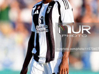 Pierre Kalulu of Juventus FC looks on during the Serie A Enilive match between Empoli FC and Juventus FC at Stadio Carlo Castellani on Septe...