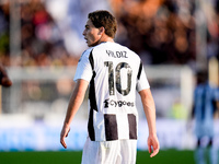 Kenan Yıldız of Juventus FC looks on during the Serie A Enilive match between Empoli FC and Juventus FC at Stadio Carlo Castellani on Septem...