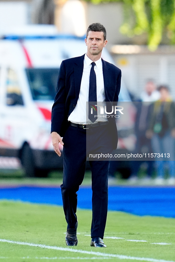 Thiago Motta head coach of Juventus FC looks on during the Serie A Enilive match between Empoli FC and Juventus FC at Stadio Carlo Castellan...