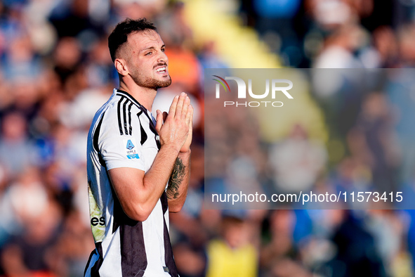 Federico Gatti of Juventus FC looks dejected during the Serie A Enilive match between Empoli FC and Juventus FC at Stadio Carlo Castellani o...