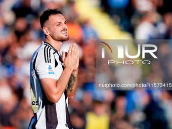 Federico Gatti of Juventus FC looks dejected during the Serie A Enilive match between Empoli FC and Juventus FC at Stadio Carlo Castellani o...