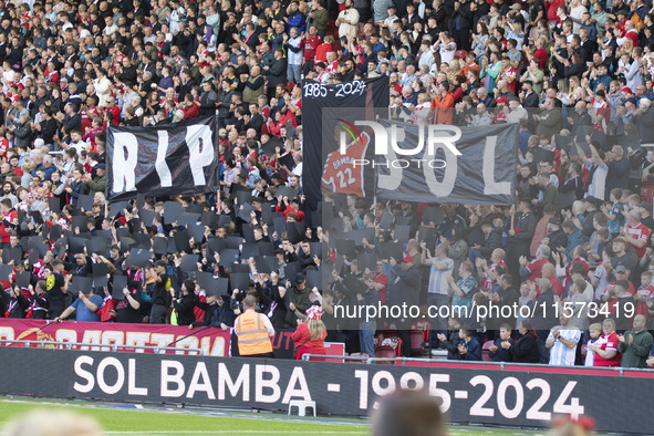 Tribute to Sol Bemba from the Red Faction during the Sky Bet Championship match between Middlesbrough and Preston North End at the Riverside...