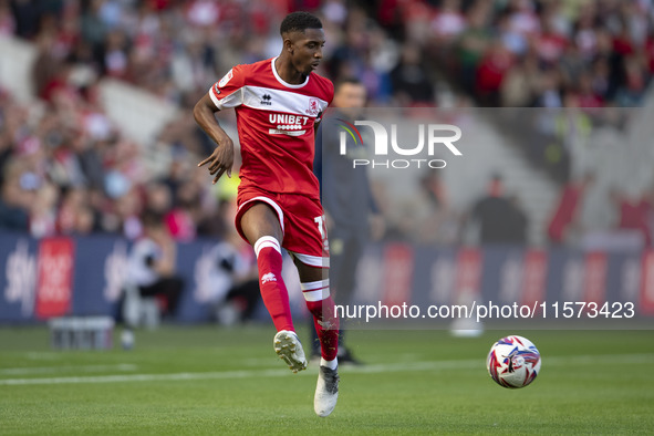 Isaiah Jones of Middlesbrough during the Sky Bet Championship match between Middlesbrough and Preston North End at the Riverside Stadium in...