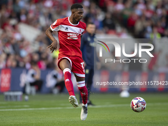 Isaiah Jones of Middlesbrough during the Sky Bet Championship match between Middlesbrough and Preston North End at the Riverside Stadium in...