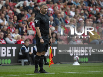 Assistant Referee Richard Wild celebrates his 300th game at the Sky Bet Championship match between Middlesbrough and Preston North End at th...