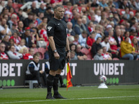 Assistant Referee Richard Wild celebrates his 300th game at the Sky Bet Championship match between Middlesbrough and Preston North End at th...