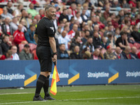 Assistant Referee Richard Wild celebrates his 300th game at the Sky Bet Championship match between Middlesbrough and Preston North End at th...