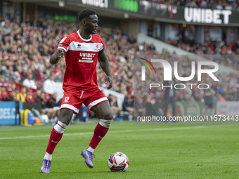 Middlesbrough's Emmanuel Latte Lath is on the ball during the Sky Bet Championship match between Middlesbrough and Preston North End at the...