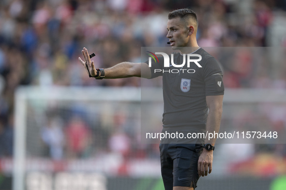 Referee Tom Nield during the Sky Bet Championship match between Middlesbrough and Preston North End at the Riverside Stadium in Middlesbroug...