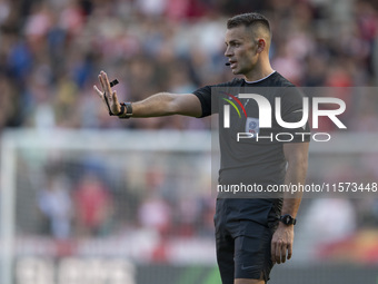 Referee Tom Nield during the Sky Bet Championship match between Middlesbrough and Preston North End at the Riverside Stadium in Middlesbroug...