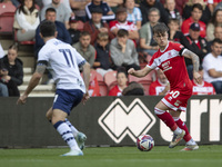 Middlesbrough's Ben Doak looks to cross the ball during the Sky Bet Championship match between Middlesbrough and Preston North End at the Ri...