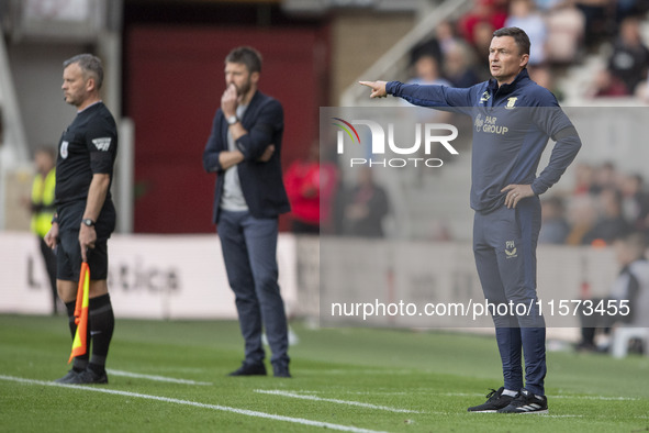 Preston North End's Manager Paul Heckingbottom gives instructions from the sideline during the Sky Bet Championship match between Middlesbro...