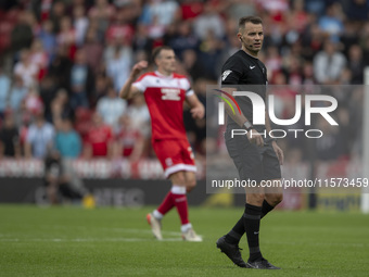 Referee Tom Nield during the Sky Bet Championship match between Middlesbrough and Preston North End at the Riverside Stadium in Middlesbroug...