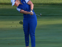 GAINESVILLE, VIRGINIA - SEPTEMBER 14: Maja Stark of Team Europe hits from the 3rd fairway during Day Two of the Solheim Cup at Robert Trent...