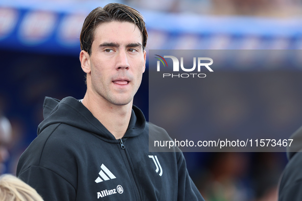 Dusan Vlahovic of Juventus FC during the Serie A match between Empoli FC and Juventus FC in Empoli, Italy, on September 14, 2024, at the sta...