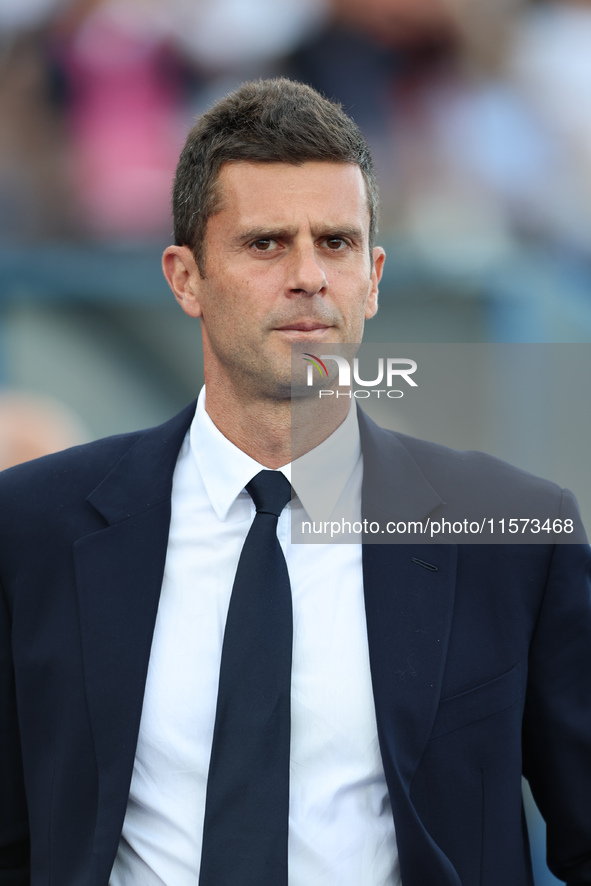 Head Coach Thiago Motta of Juventus FC looks on during the Serie A match between Empoli FC and Juventus FC in Empoli, Italy, on September 14...