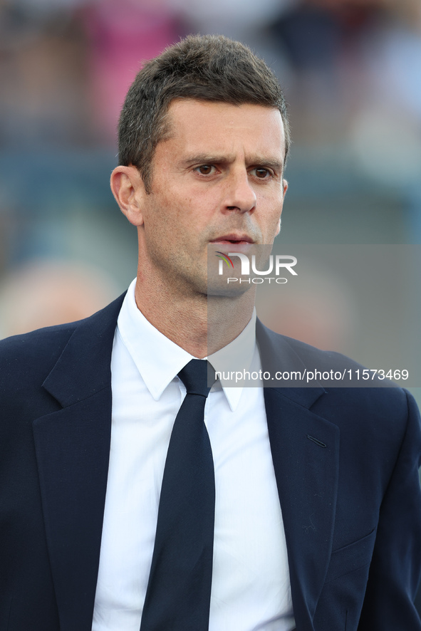 Head Coach Thiago Motta of Juventus FC looks on during the Serie A match between Empoli FC and Juventus FC in Empoli, Italy, on September 14...