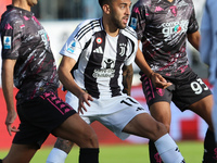 Youssef Maleh of Empoli FC and Nicolas Ivan Gonzalez of Juventus FC battle for the ball during the Serie A match between Empoli FC and Juven...