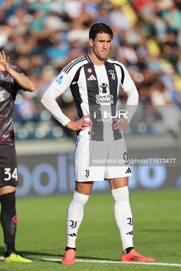 Dusan Vlahovic of Juventus FC during the Serie A match between Empoli FC and Juventus FC in Empoli, Italy, on September 14, 2024, at the sta...