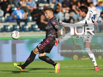 Dusan Vlahovic of Juventus FC controls the ball during the Serie A match between Empoli FC and Juventus FC in Empoli, Italy, on September 14...