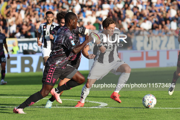 Kenan Yildiz of Juventus FC controls the ball during the Serie A match between Empoli FC and Juventus FC in Empoli, Italy, on September 14,...