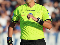 Referee Marco Di Bello officiates the Serie A match between Empoli FC and Juventus FC in Empoli, Italy, on September 14, 2024, at the stadiu...