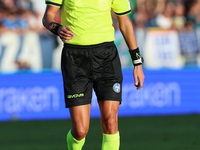 Referee Marco Di Bello officiates the Serie A match between Empoli FC and Juventus FC in Empoli, Italy, on September 14, 2024, at the stadiu...