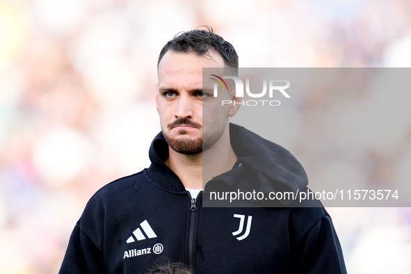 Federico Gatti of Juventus FC looks on during the Serie A Enilive match between Empoli FC and Juventus FC at Stadio Carlo Castellani on Sept...