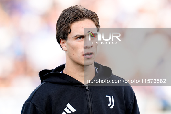 Kenan Yıldız of Juventus FC looks on during the Serie A Enilive match between Empoli FC and Juventus FC at Stadio Carlo Castellani on Septem...