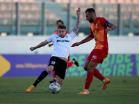 Jurgen Degabriele (L) of Hibernians competes for the ball with Kurt Zammit (R) of Birkirkara during the Malta 360 Sports Premier League socc...