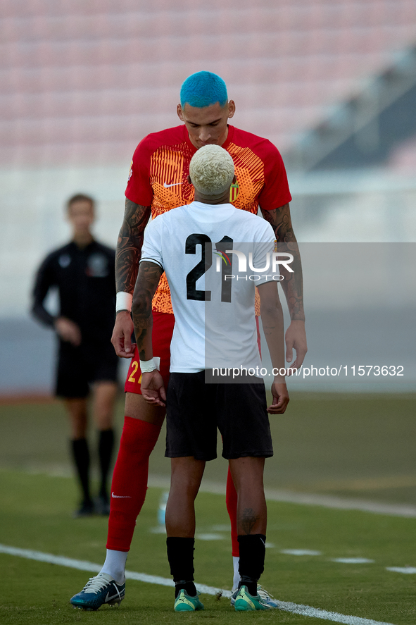 Alessandro Coppola of Birkirkara speaks with Alex Bruno de Souza Silva of Hibernians during the Malta 360 Sports Premier League soccer match...