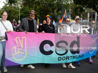 Dortmund mayor, Thomas Westphal, is seen as thousands of people take part in the annual traditional LGBTQ CSD demonstration in Dortmund, Ger...