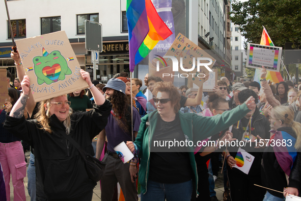 Thousands of people take part in the annual traditional LGBTQ CSD demonstration in Dortmund, Germany, on September 14, 2024. 