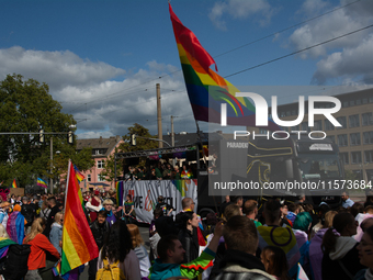 Thousands of people take part in the annual traditional LGBTQ CSD demonstration in Dortmund, Germany, on September 14, 2024. (