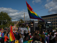 Thousands of people take part in the annual traditional LGBTQ CSD demonstration in Dortmund, Germany, on September 14, 2024. (