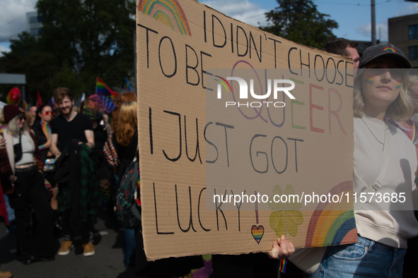 Thousands of people take part in the annual traditional LGBTQ CSD demonstration in Dortmund, Germany, on September 14, 2024. 