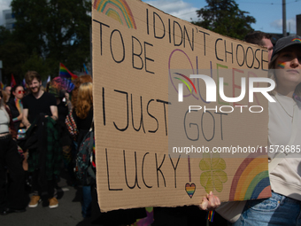 Thousands of people take part in the annual traditional LGBTQ CSD demonstration in Dortmund, Germany, on September 14, 2024. (