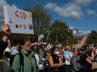 Thousands of people take part in the annual traditional LGBTQ CSD demonstration in Dortmund, Germany, on September 14, 2024. (