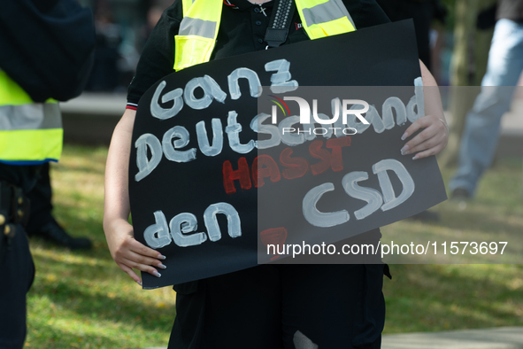 Dozens of counter-protesters from several right-wing groups organize a demonstration against the annual traditional LGBTQ CSD demonstration...