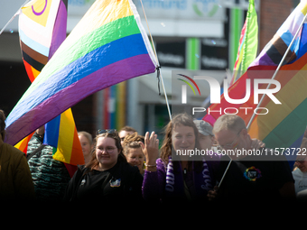 Thousands of people take part in the annual traditional LGBTQ CSD demonstration in Dortmund, Germany, on September 14, 2024. (