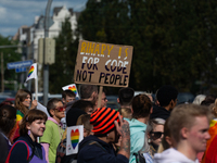 Thousands of people take part in the annual traditional LGBTQ CSD demonstration in Dortmund, Germany, on September 14, 2024. (