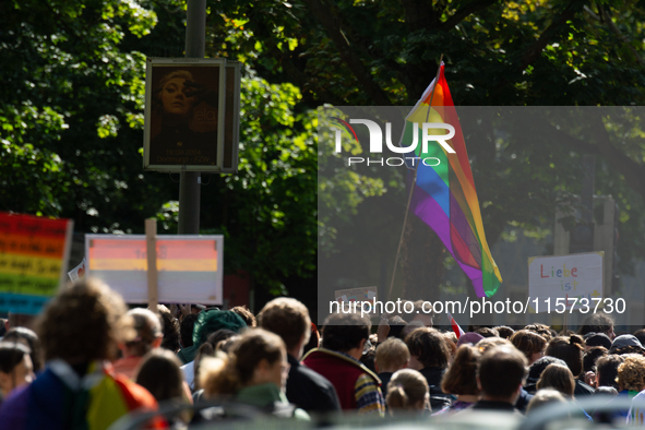 Thousands of people take part in the annual traditional LGBTQ CSD demonstration in Dortmund, Germany, on September 14, 2024. 