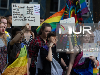 Thousands of people take part in the annual traditional LGBTQ CSD demonstration in Dortmund, Germany, on September 14, 2024. (