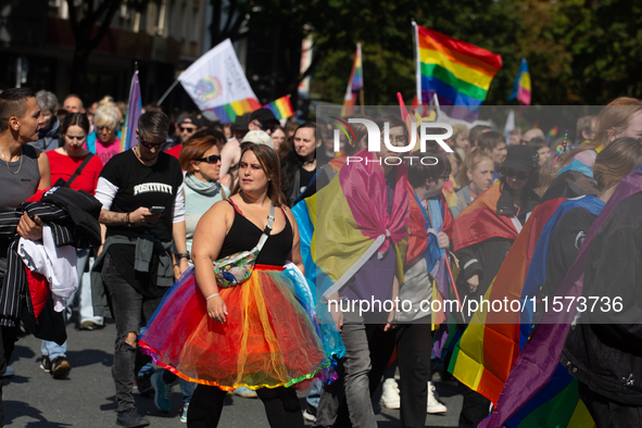 Thousands of people take part in the annual traditional LGBTQ CSD demonstration in Dortmund, Germany, on September 14, 2024. 