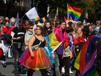 Thousands of people take part in the annual traditional LGBTQ CSD demonstration in Dortmund, Germany, on September 14, 2024. (