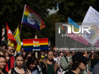 Thousands of people take part in the annual traditional LGBTQ CSD demonstration in Dortmund, Germany, on September 14, 2024. (