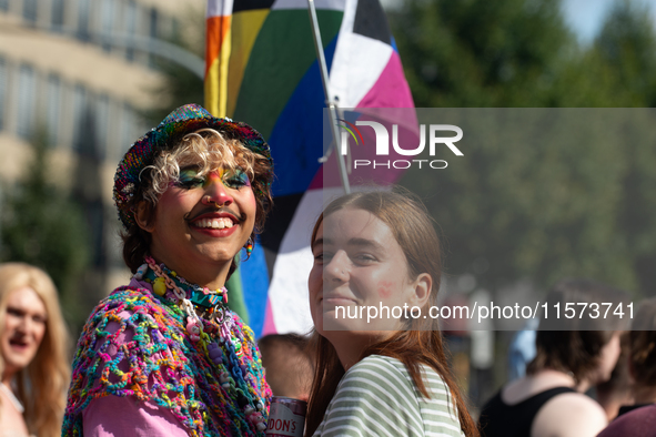 Thousands of people take part in the annual traditional LGBTQ CSD demonstration in Dortmund, Germany, on September 14, 2024. 