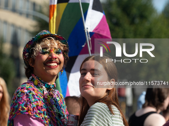 Thousands of people take part in the annual traditional LGBTQ CSD demonstration in Dortmund, Germany, on September 14, 2024. (